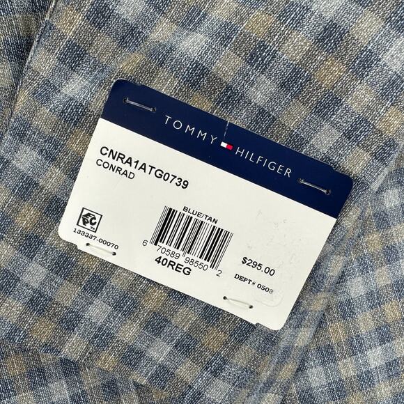 Tommy Hilfiger Mens Conrad Modern Fit Plaid Sport Coat Blue Tan 40R - Picture 3 of 5